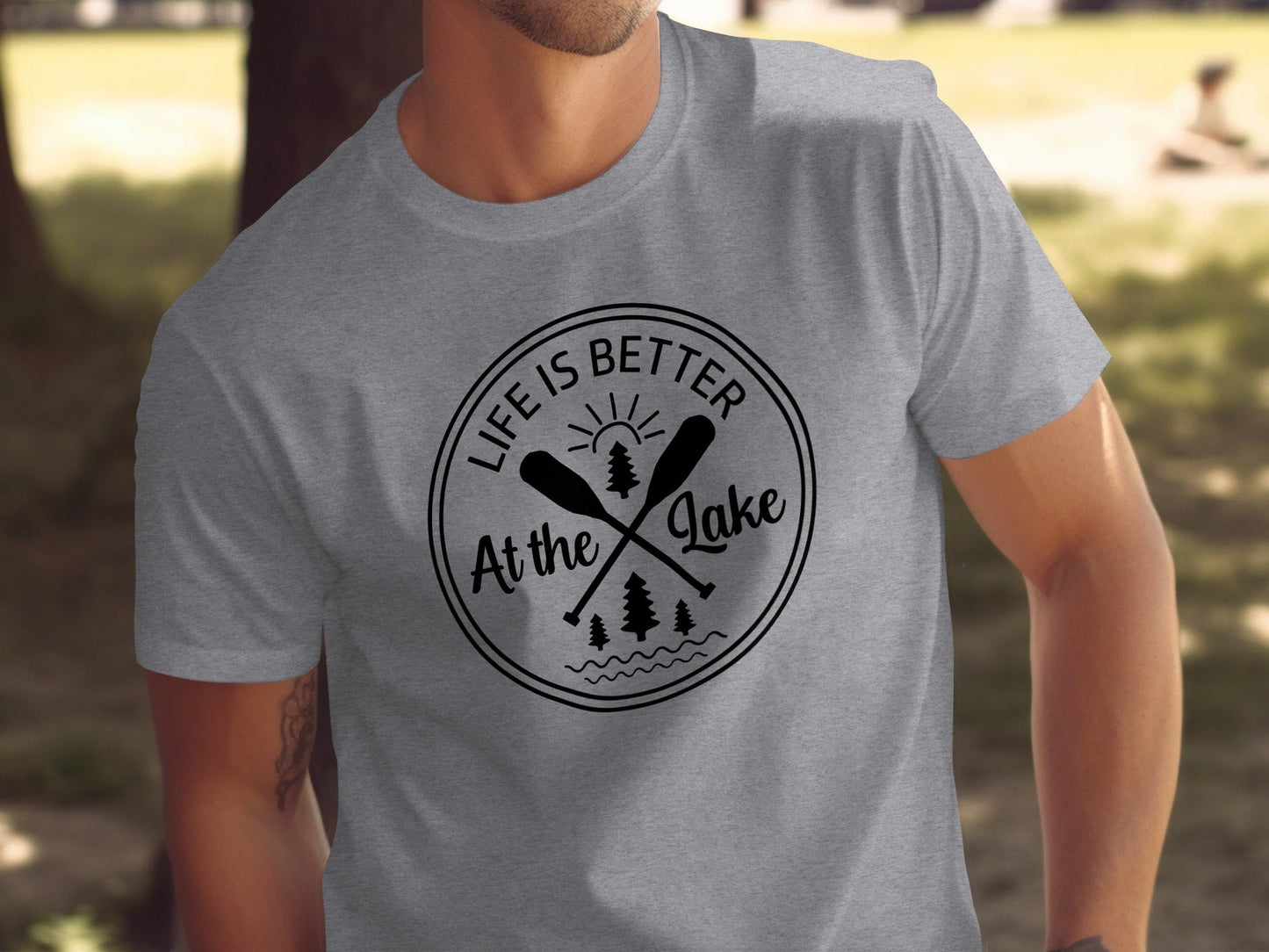 Life Is Better At The Lake Paddle Sun Trees T-Shirt