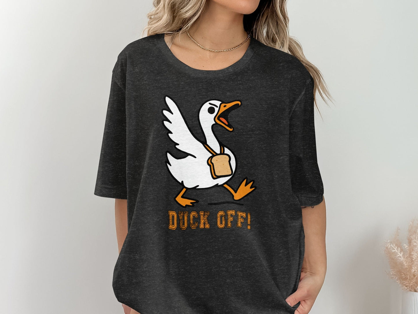 Duck Off Funny Angry Goose with Bread Slice T-Shirt