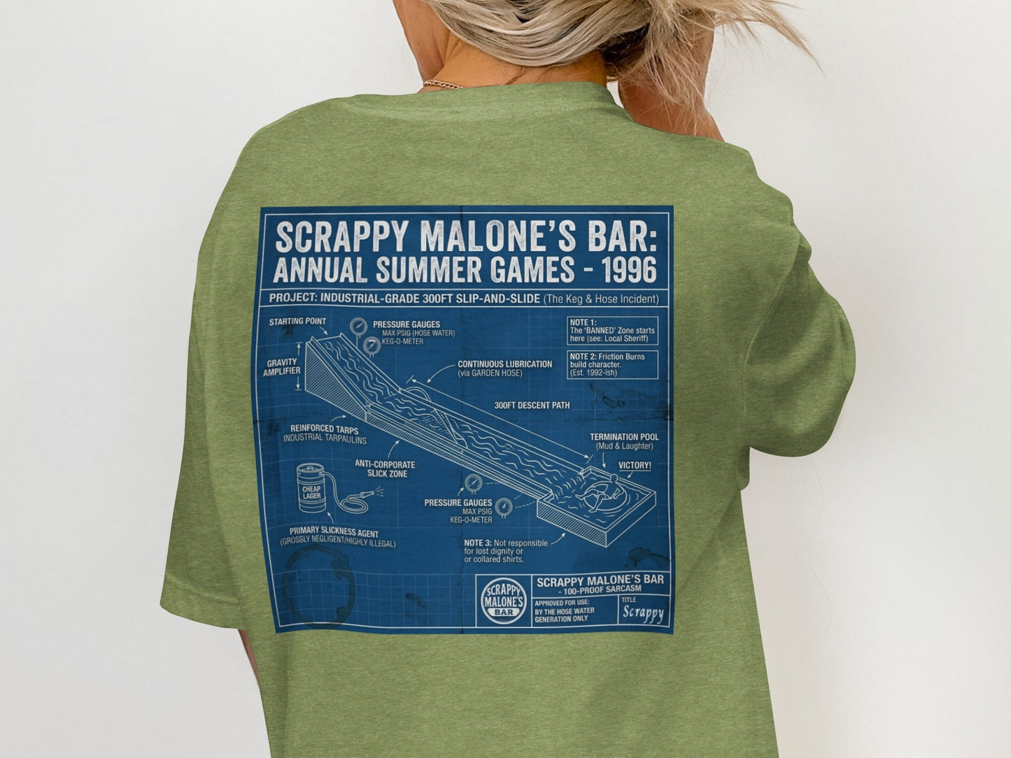 Scrappy Malone's 96 Summer Games Blueprint Tee - Retro Graphic
