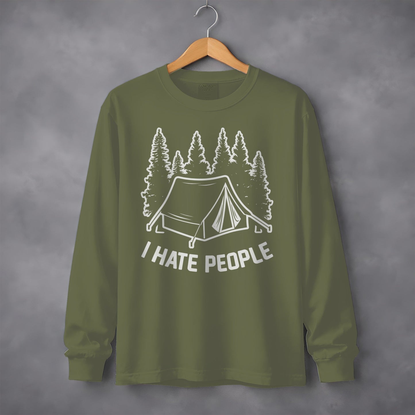 I Hate People Tent In The Forest Illustration Long Sleeve T-Shirt