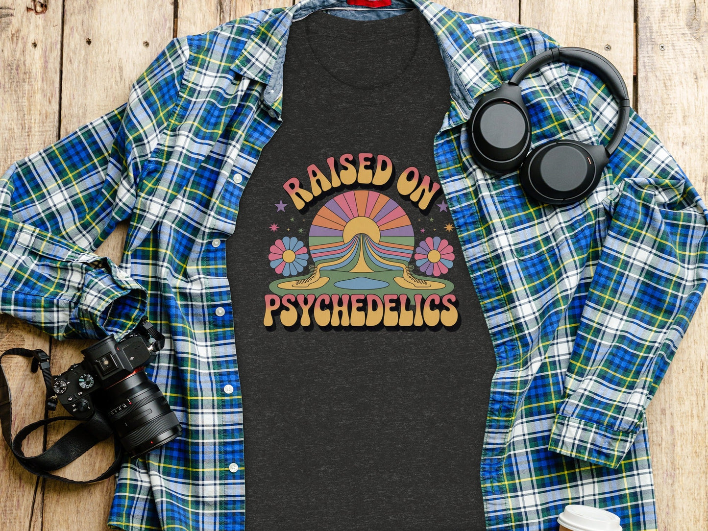 Raised On Psychedelics Retro Groovy Hippie Style T-Shirt