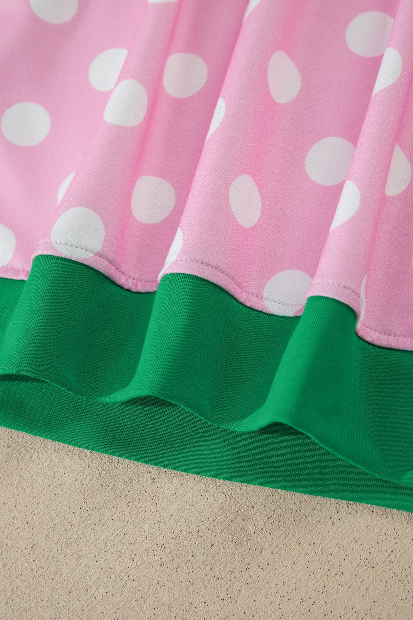 Pink Polka Dot Contrast Edge Casual Short Set