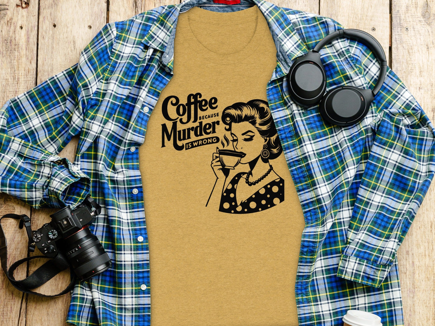 Coffee Because Murder Is Wrong Funny Graphic T-Shirt