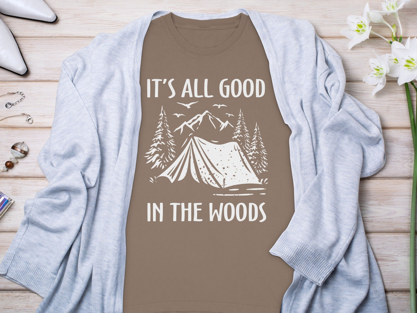 It's All Good In The Woods Camping Illustration Long Sleeve T-Shirt