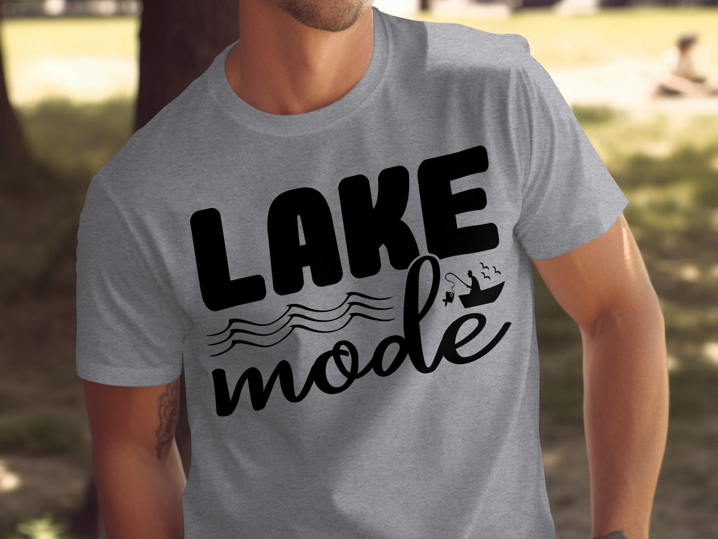 Lake Mode With Fishing Design Graphic Great Outdoors T-Shirt