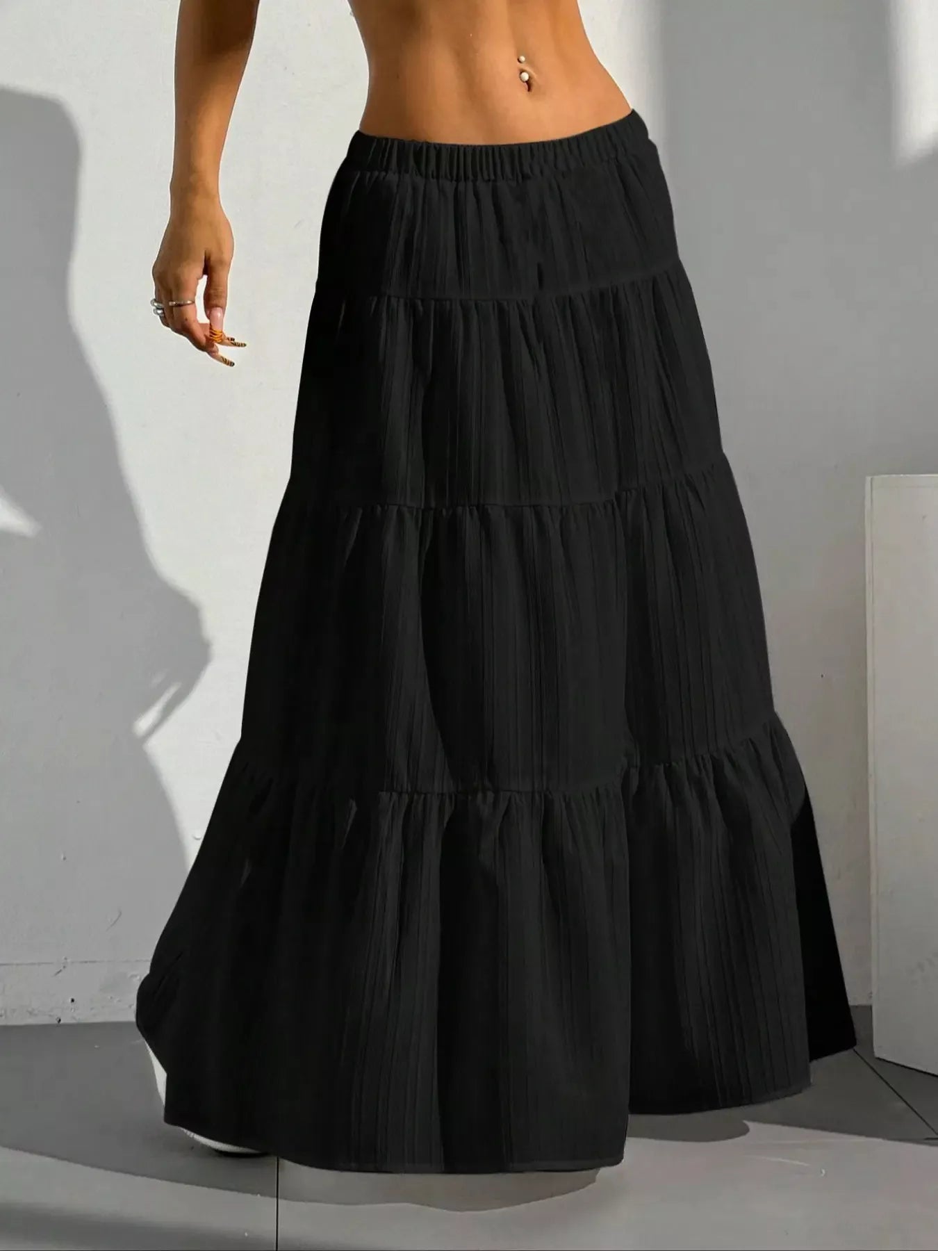 Radically Authentic Flowy Tiered Maxi Skirt