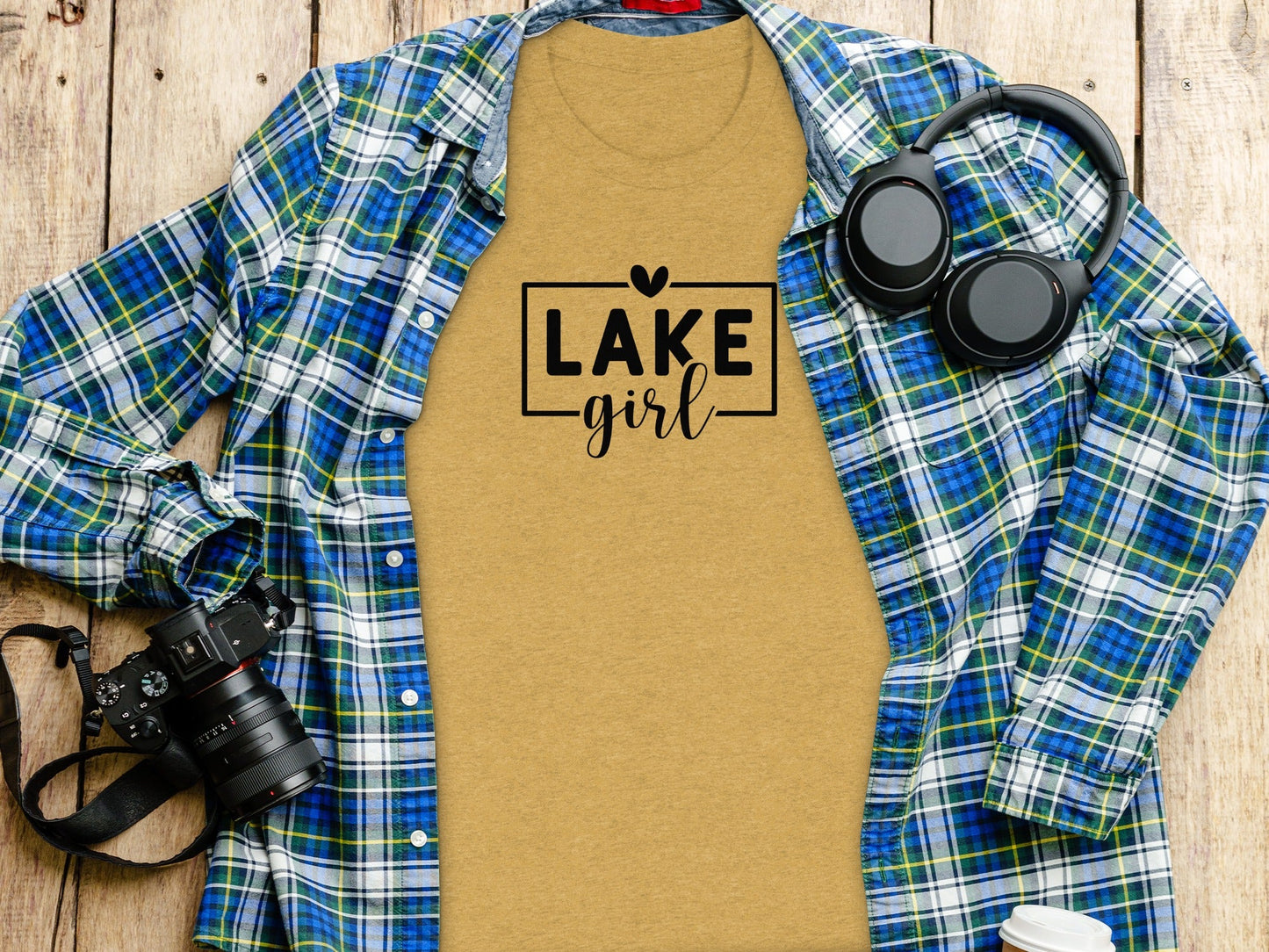 Lake Girl Simple Vector Design Heart Above Graphic T-Shirt