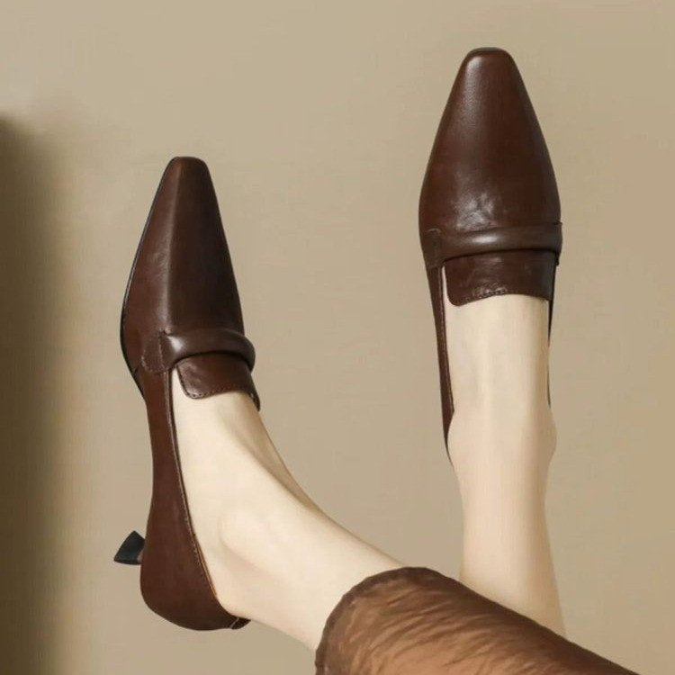 Women's Retro French Kitten Heel Mules – Pointed Toe Slip-On Shoes