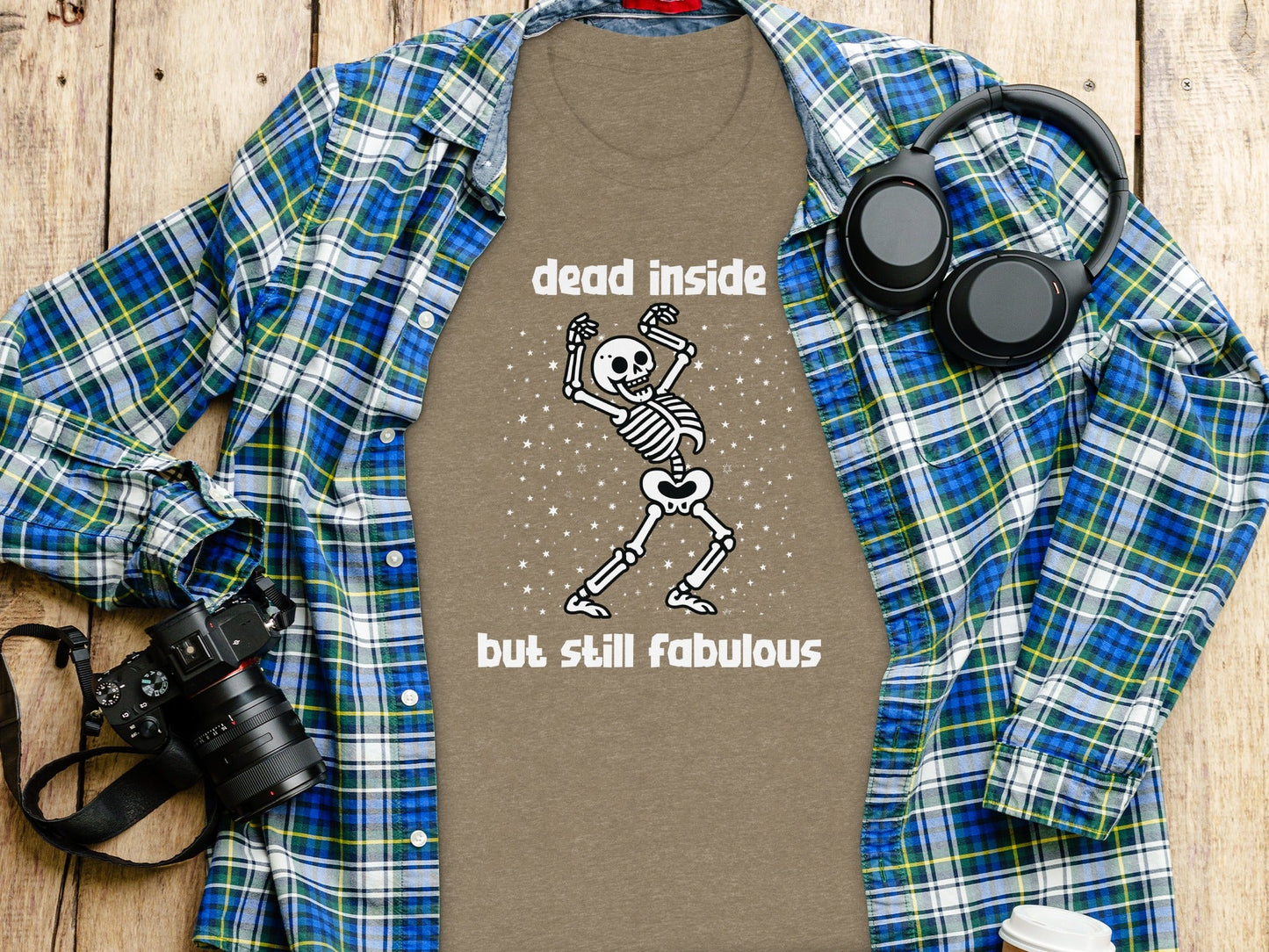 Dead Inside But Still Fabulous Skeleton Graphic T-Shirt