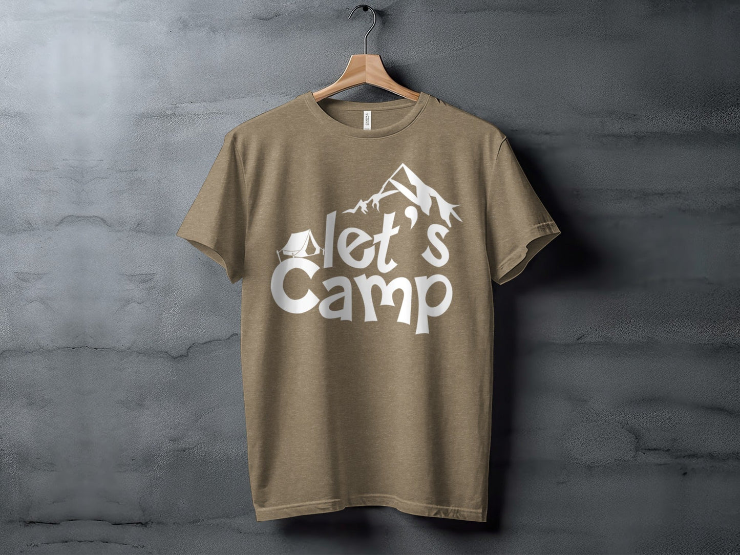 Lets Camp Tent With Mountain T-Shirt