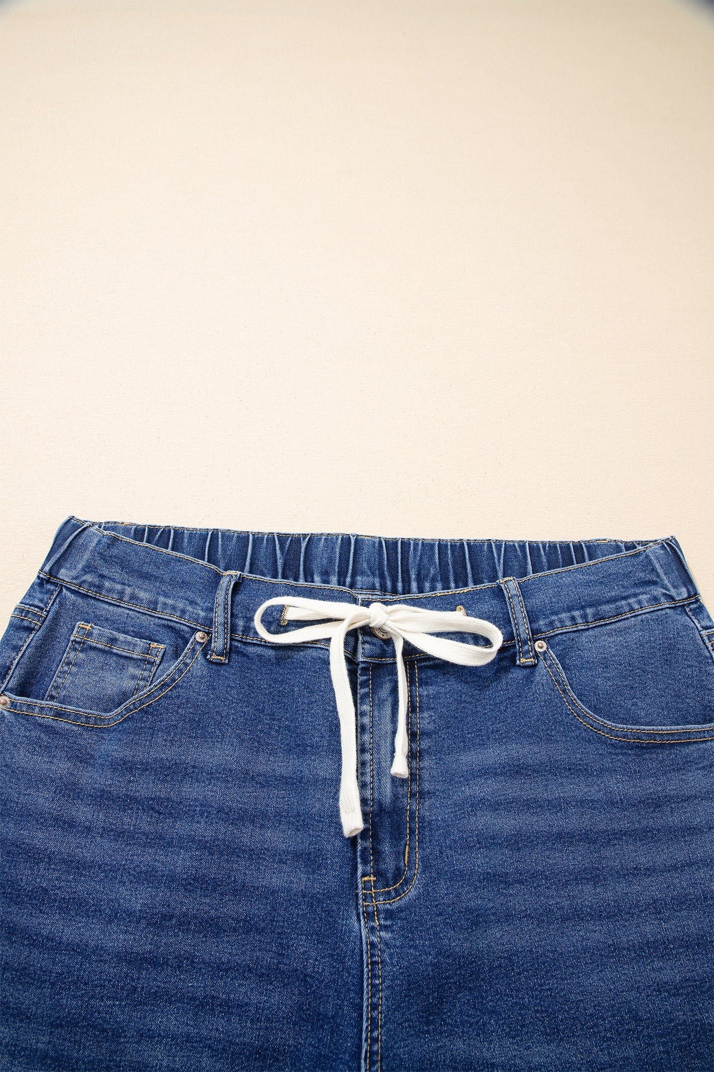 Light Blue Acid Wash Contrast Lace-up Plus Size Jeans