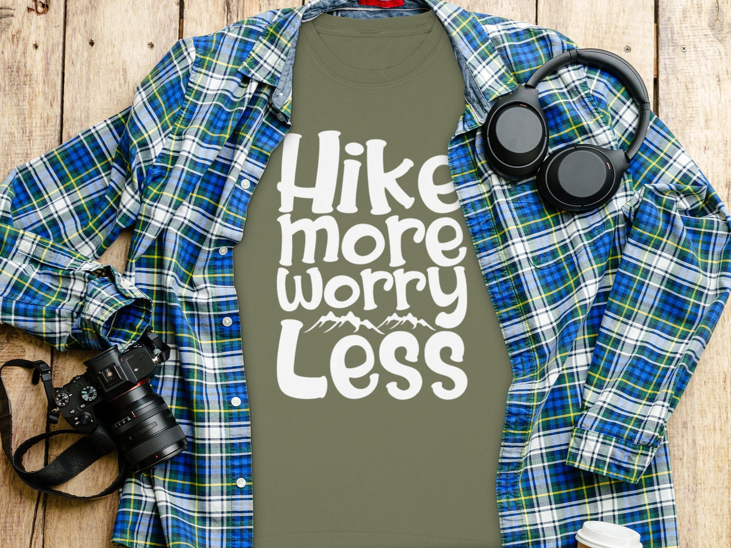 Hike More Worry Less With Mountain Graphic Long Sleeve T-Shirt