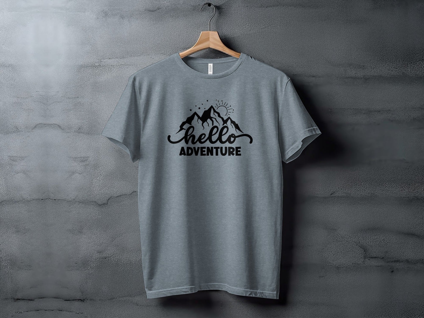 Hello Adventure Mountain Graphic Outdoorsy Scene T-Shirt