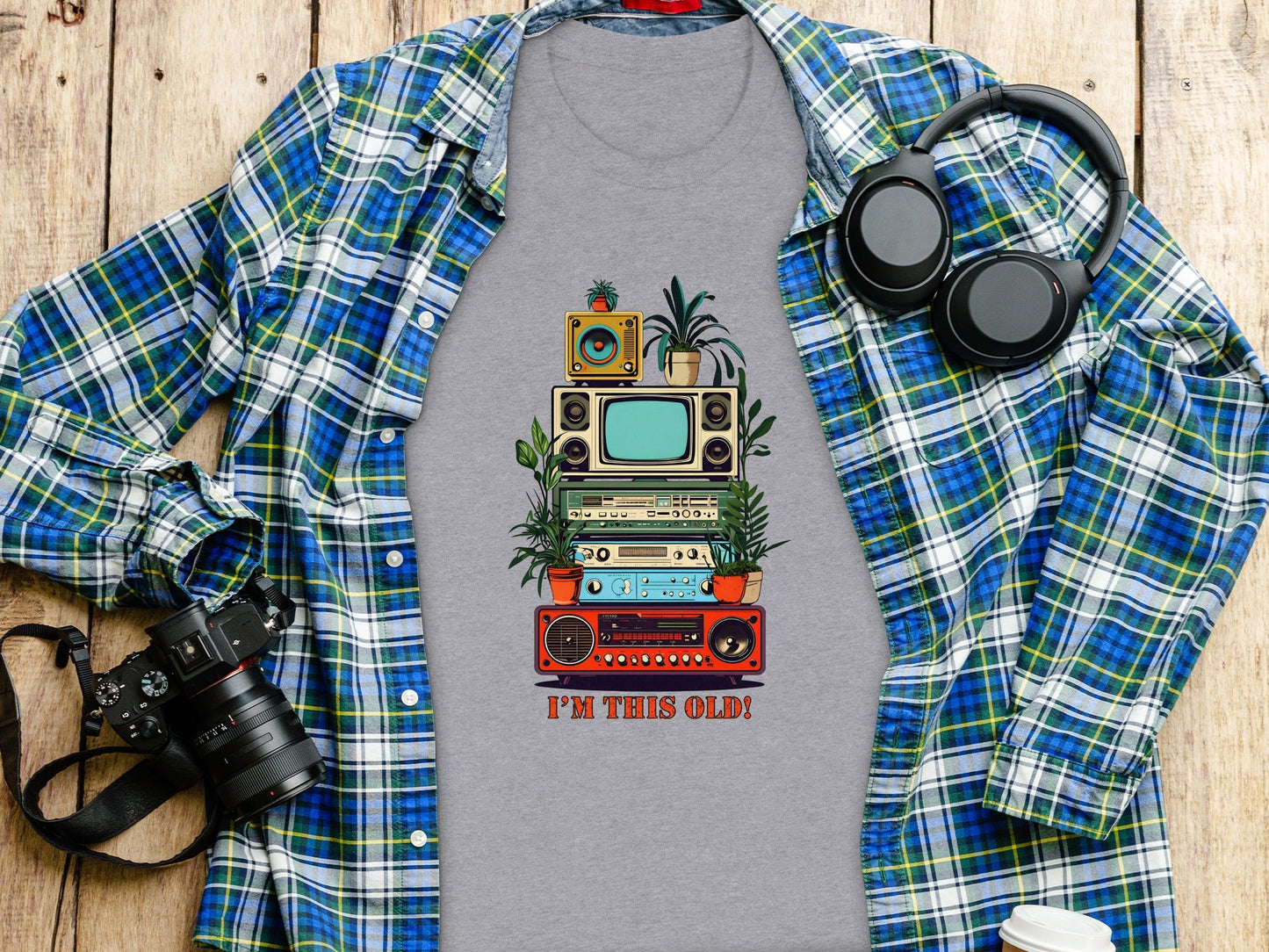 I'm This Old Electronics Tower With Plants Graphic T-Shirt