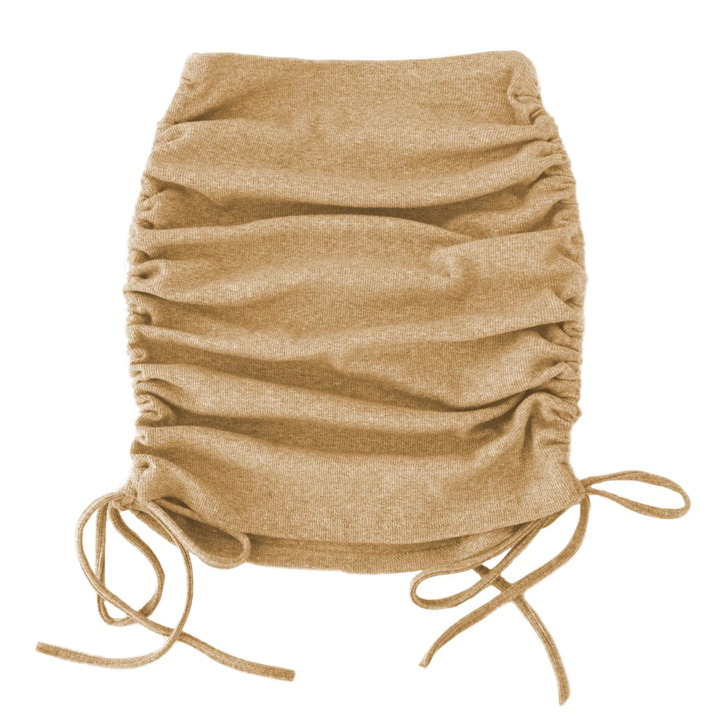 Women's Stretch Pleated Skirt with Drawstring Design
