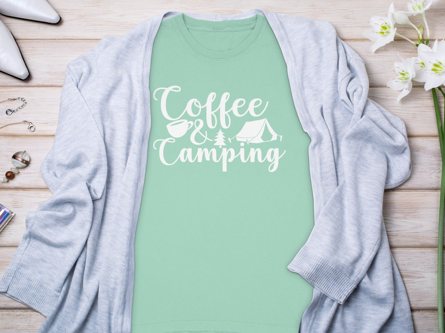 Coffee and Camping Adventure Design Long Sleeve T-Shirt