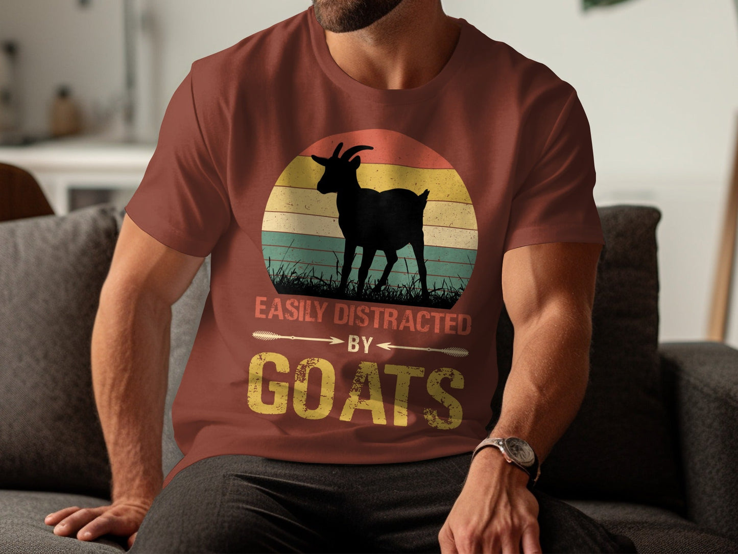 Easily Distracted by Goats Design Graphic T-Shirts Long Sleeve T-shirt