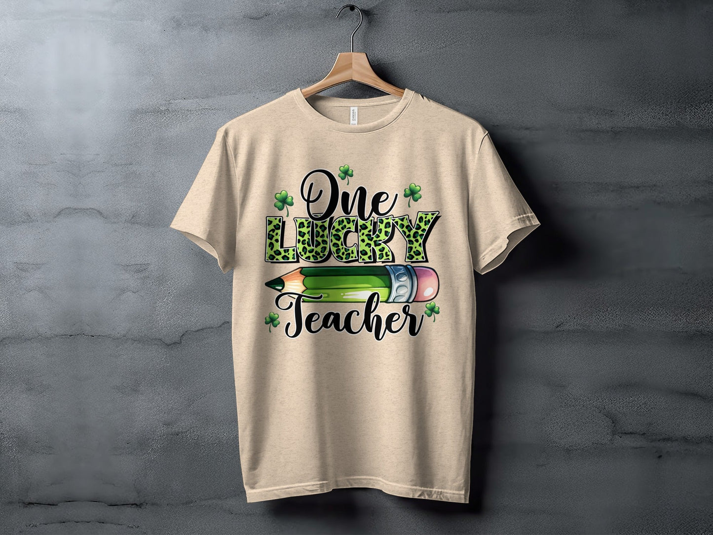 One Lucky Teacher With Pencil Illustration Design T-Shirt