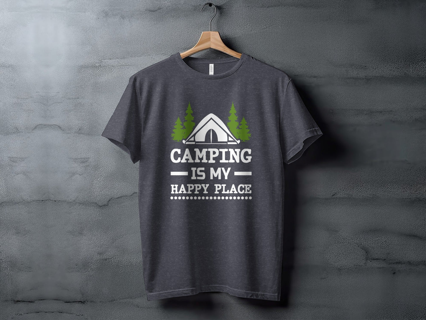 Camping Is My Happy Place Tent And Trees Graphic T-Shirt