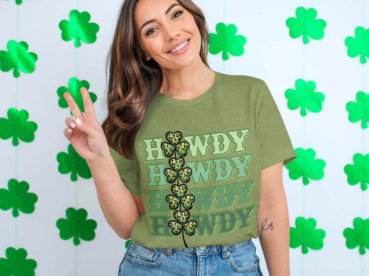 Howdy St Patricks Day T Shirts, Leopard Print Shamrock T Shirts, Funny Irish T Shirts, Lucky Clover Shirt, St Paddys Day Tees