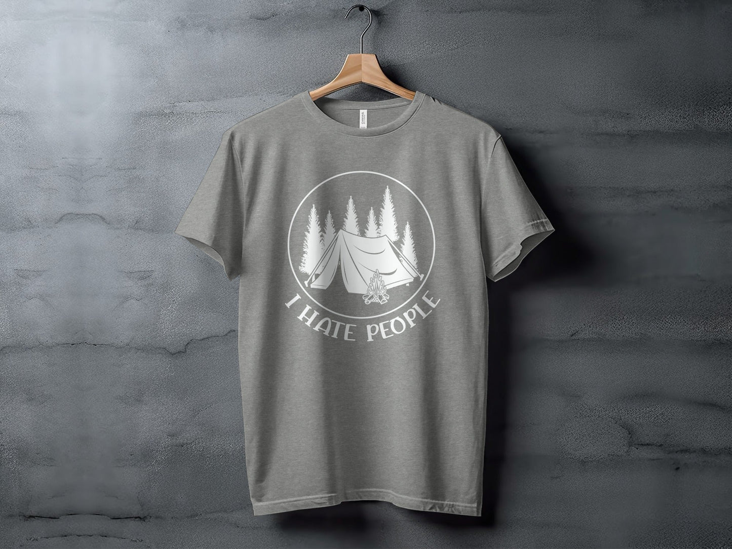 I Hate People Camping Tent Trees Graphic Illustration T-Shirt