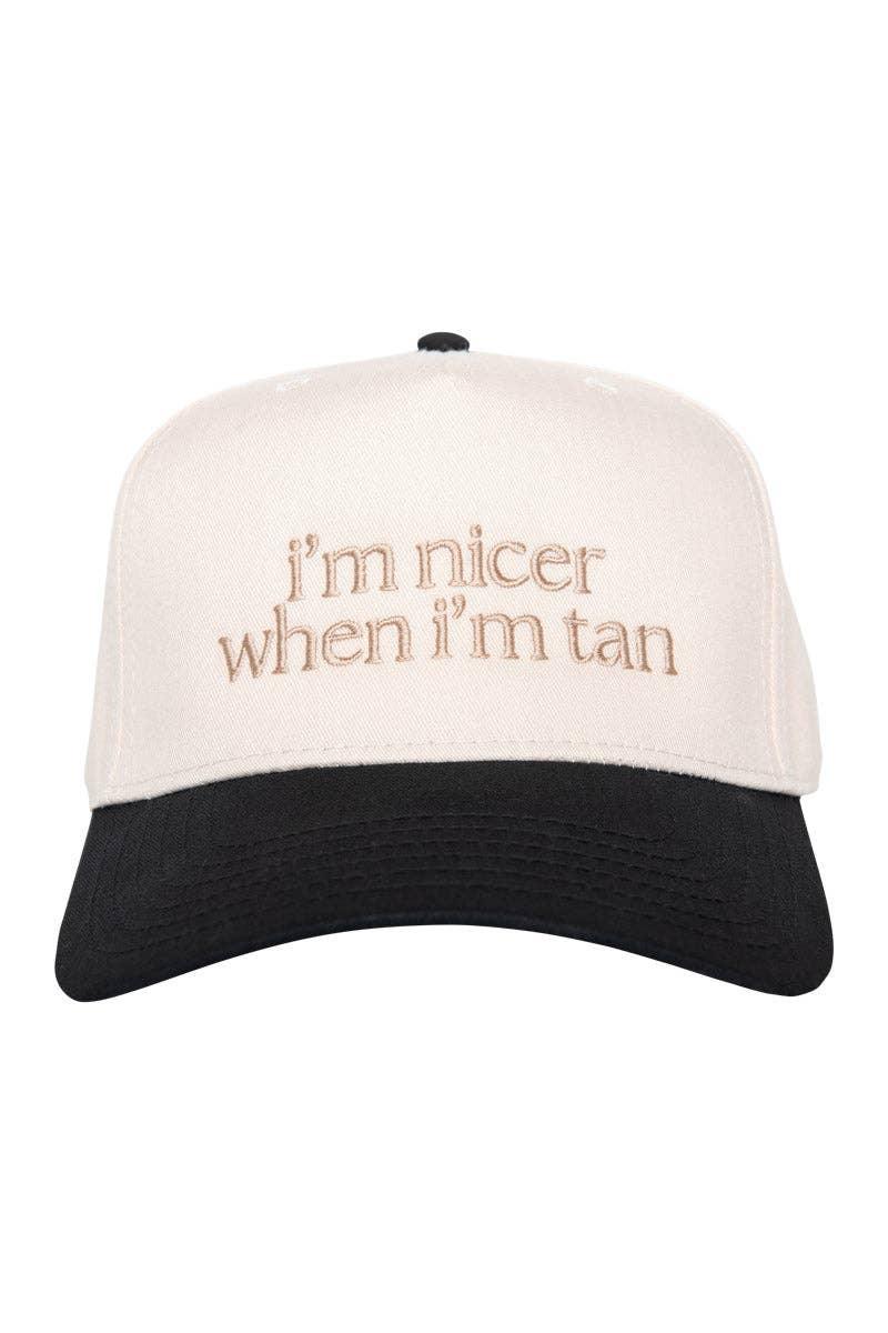 I’m Nicer When I’m Tan Hat • Two Tone Vintage Trucker Hat • Funny Summer Hat • Embroidered Snapback Hat • Beach Pool Hat Gift