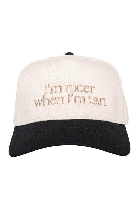 I’m Nicer When I’m Tan Hat • Two Tone Vintage Trucker Hat • Funny Summer Hat • Embroidered Snapback Hat • Beach Pool Hat Gift