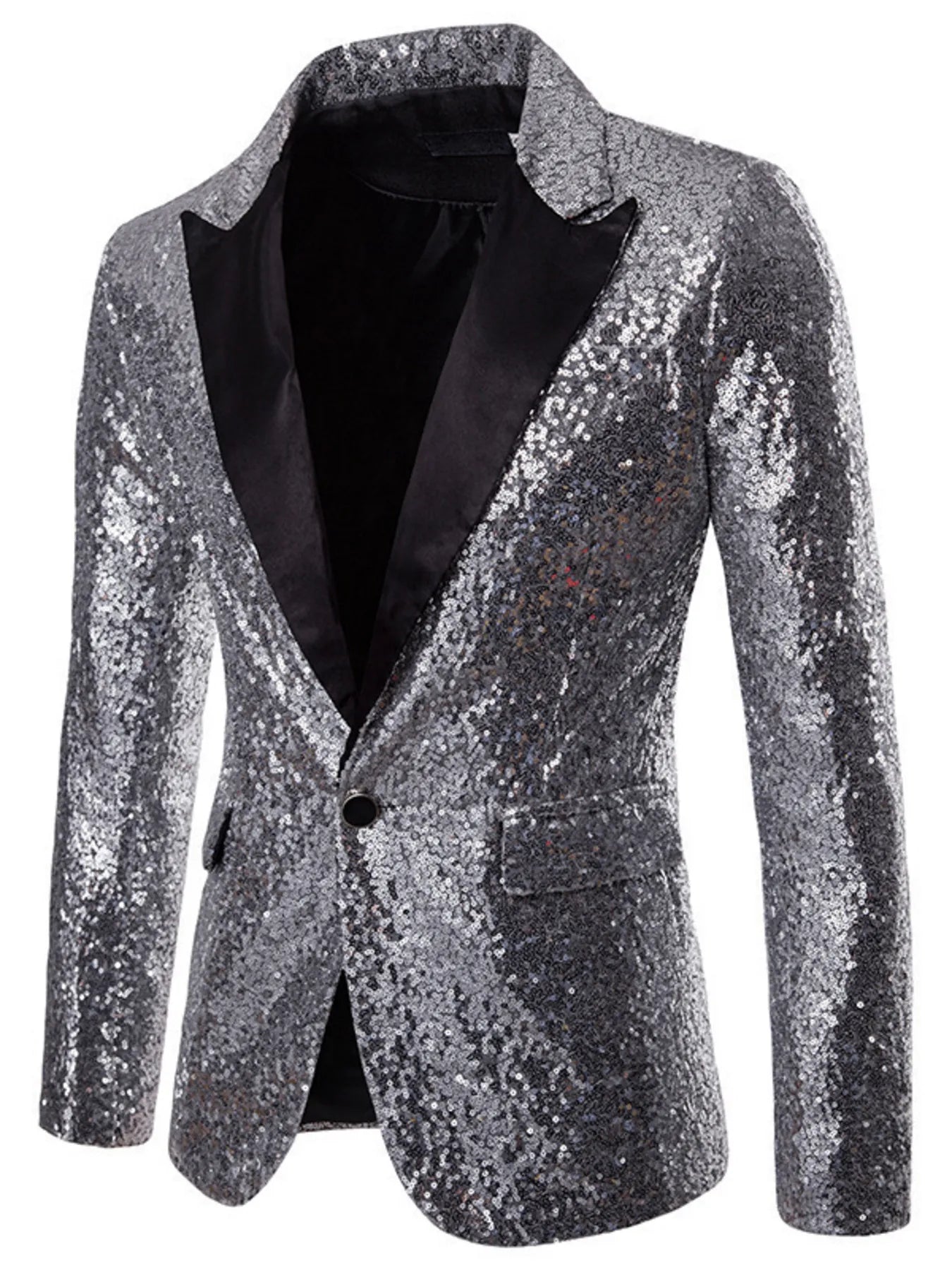 Men's Full Size Sequin One Button Blazer Plus Size