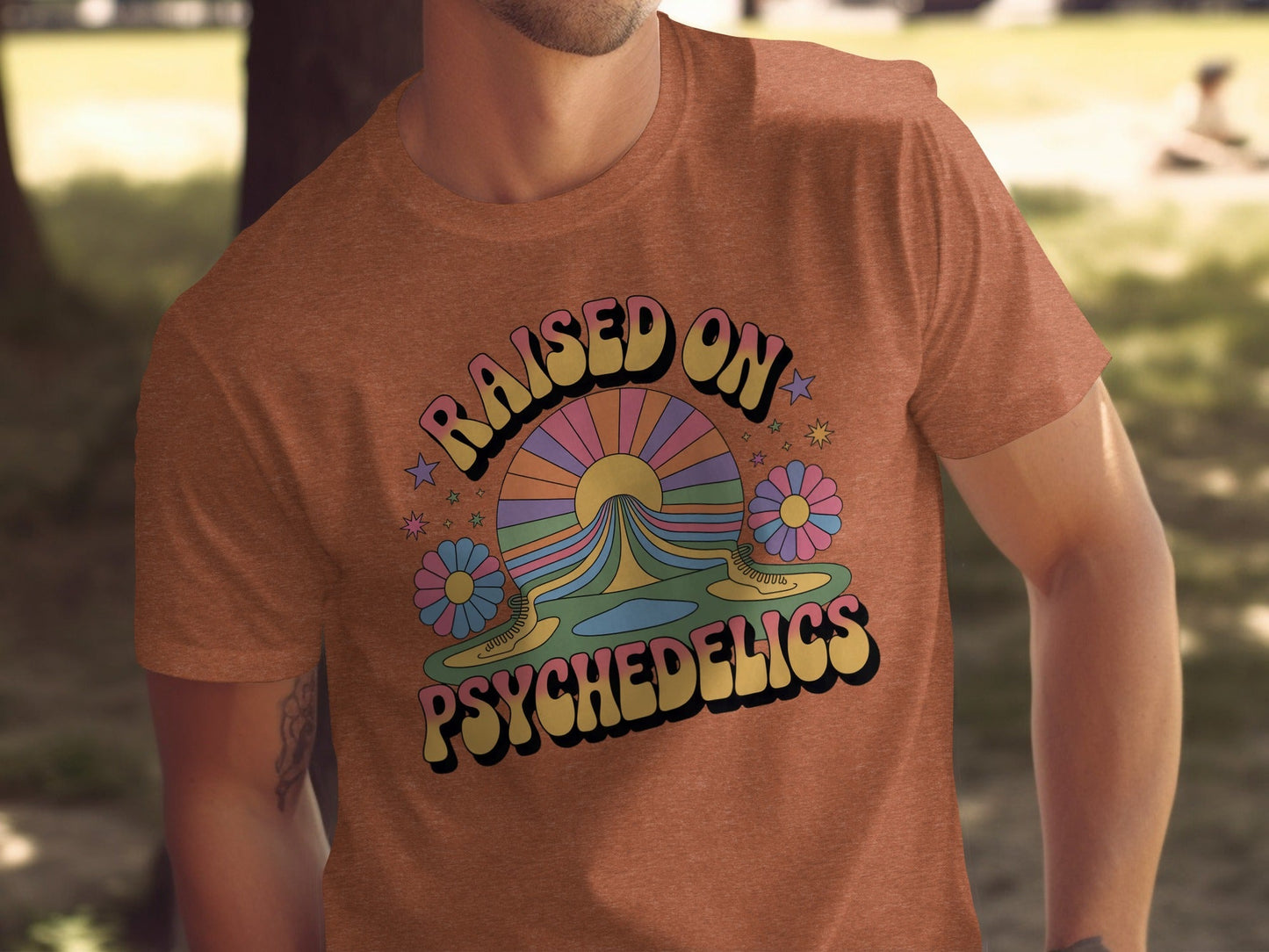 Raised On Psychedelics Retro Groovy Hippie Style T-Shirt