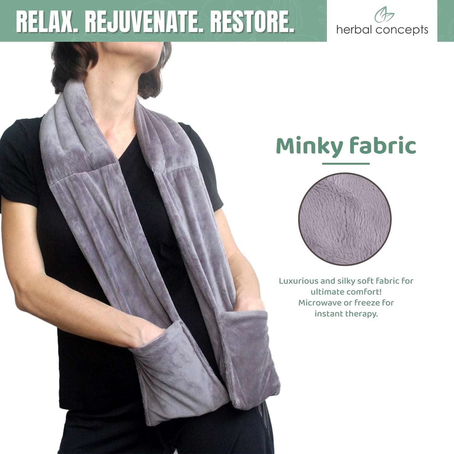 Warming Scarf for Soothing Hot/Cold Aromatherapy, Winter Warm Scarves with Pocket