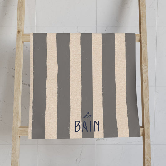 Le Bain Grey Striped Hand Towel — Grey & Cream French Bathroom Decor