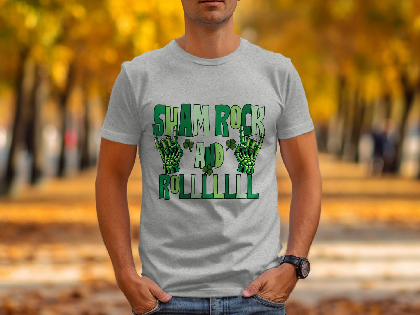 Shamrock and Roll T-Shirt, St Patricks Day T-Shirt, Skeleton Hand T-Shirt, Lucky Clover T-Shirt, Irish T-Shirt, Funny St Patricks Day