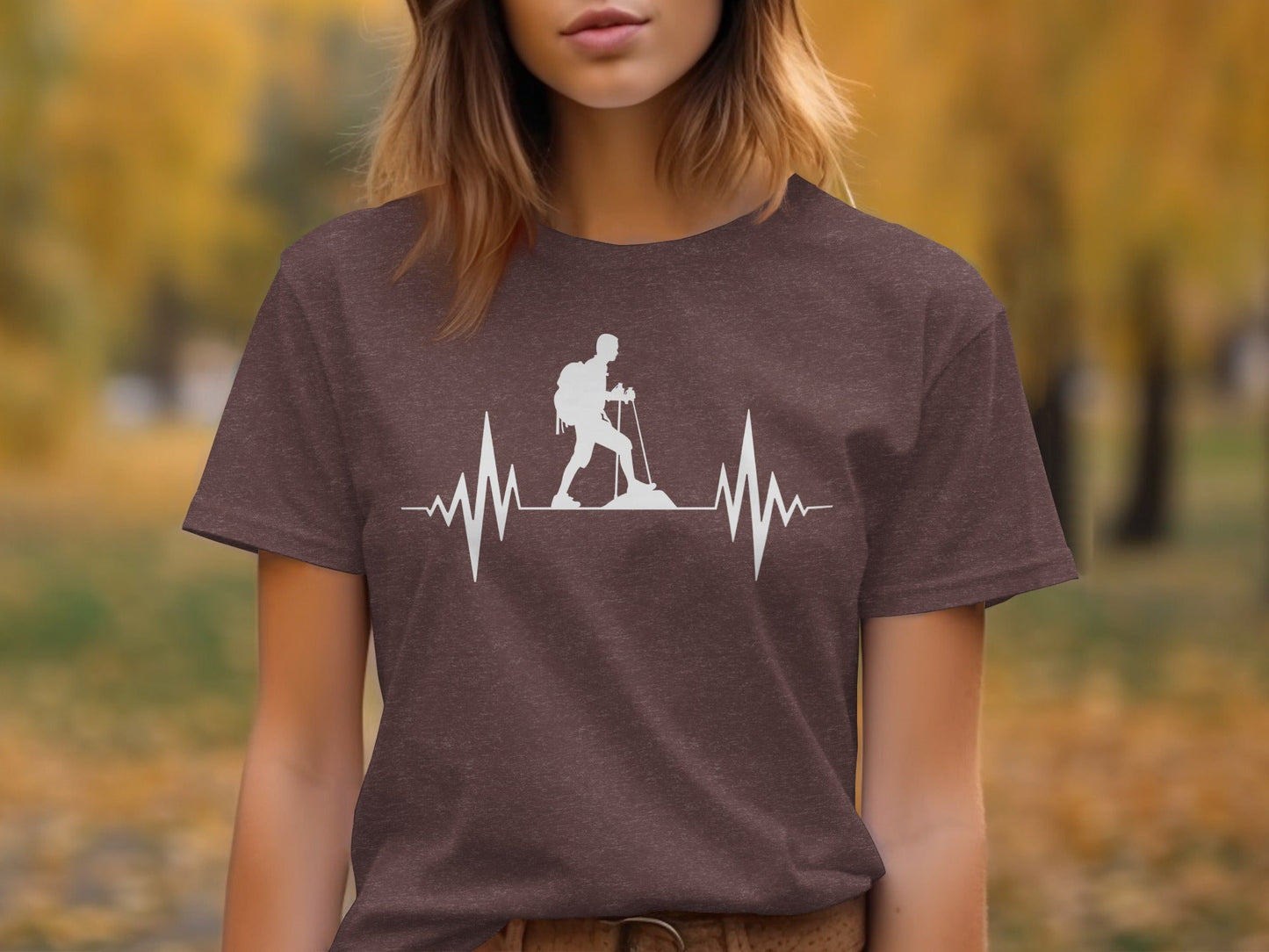 Hiking Heartbeat Outdoors Graphic Design Print T-Shirt