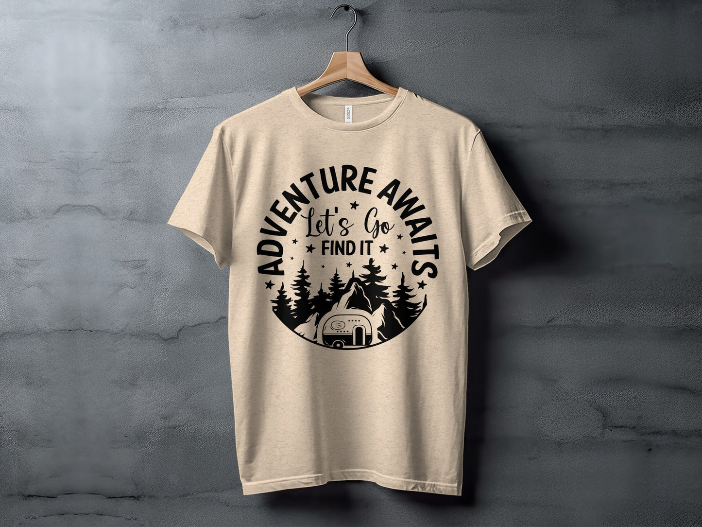 Adventure Awaits Let's Go Find It Silhouette Camper T-Shirt