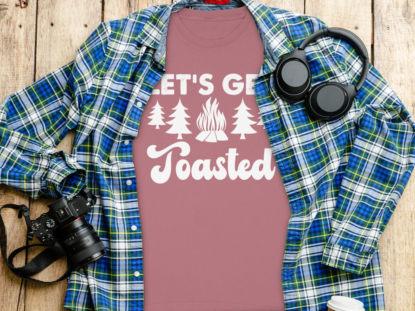 Lets Get Toasted Around Campfire with Trees Long Sleeve T-Shirt
