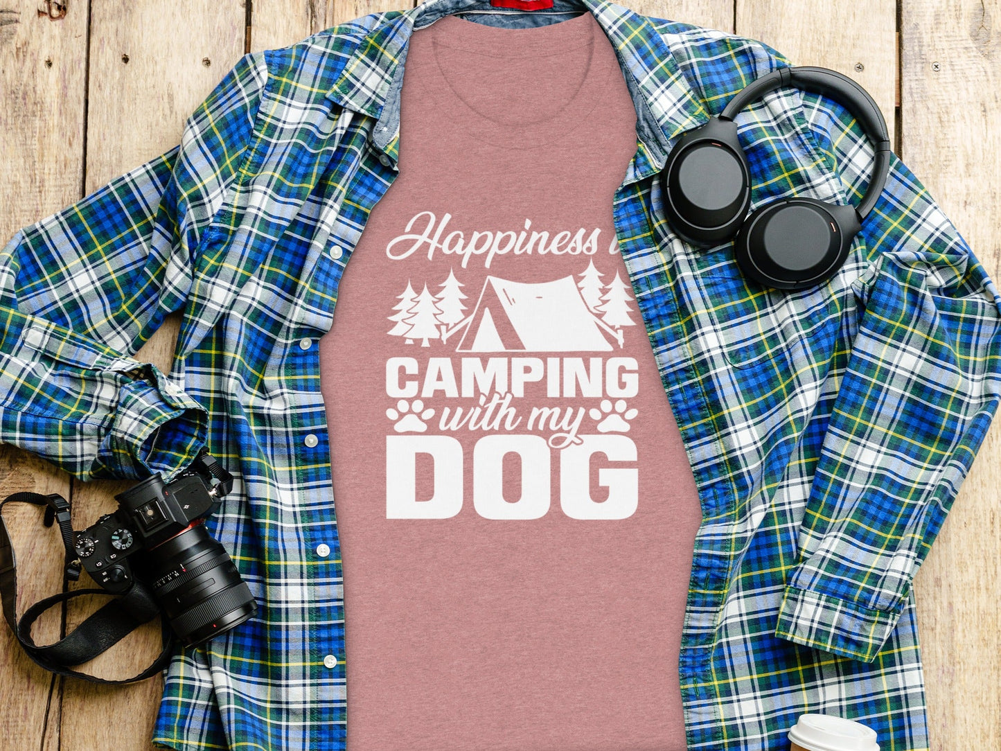 Happiness is Camping with My Dog Awesome Graphic T-Shirt