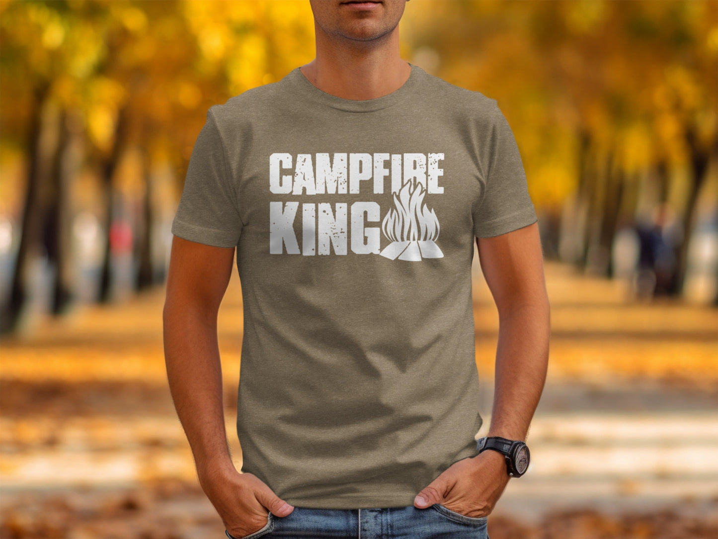 Campfire King Flames Graphic Outdoors Adventure T-Shirt