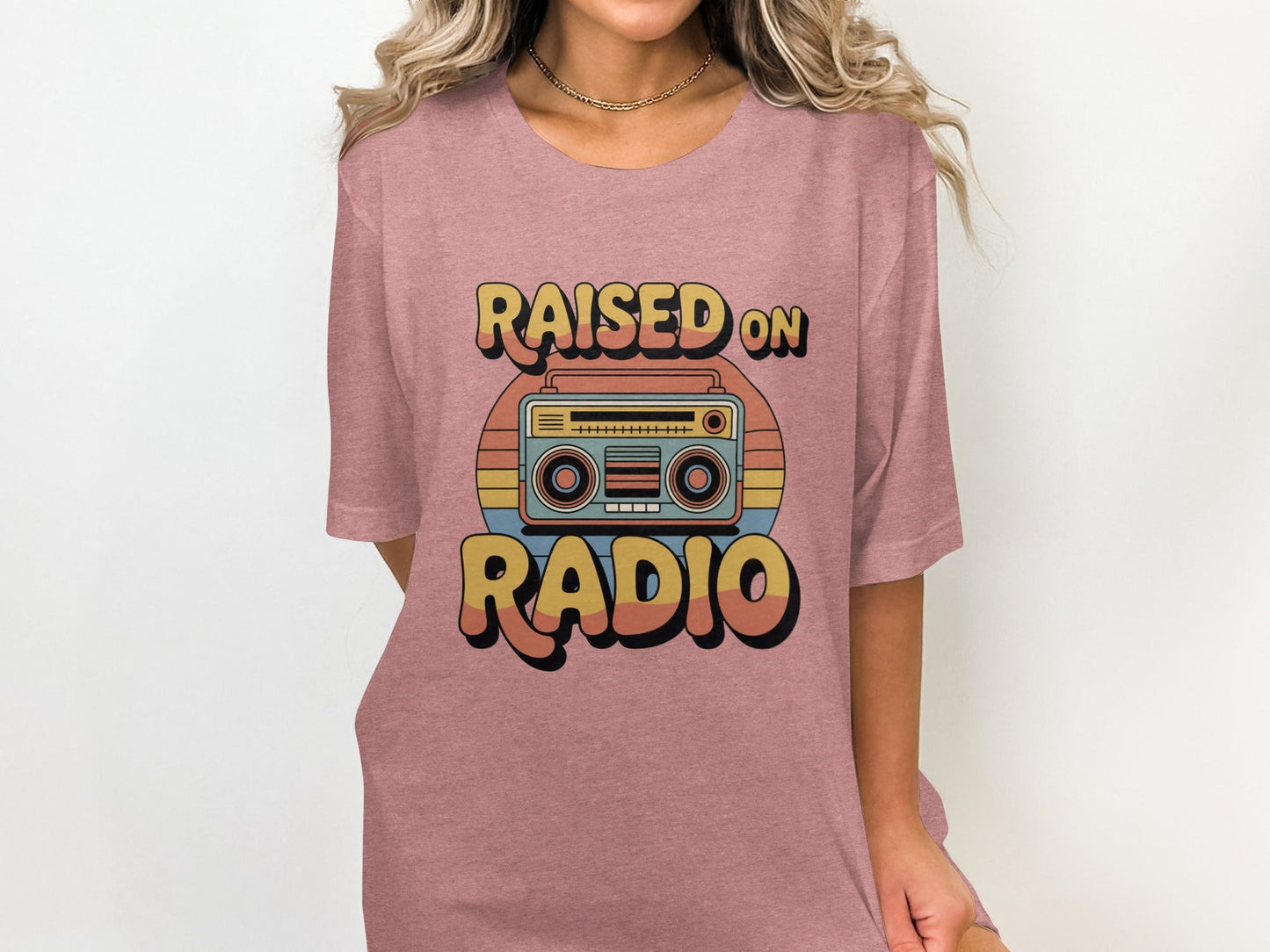 Raised on Radio Retro Boombox Graphic Design T-Shirt