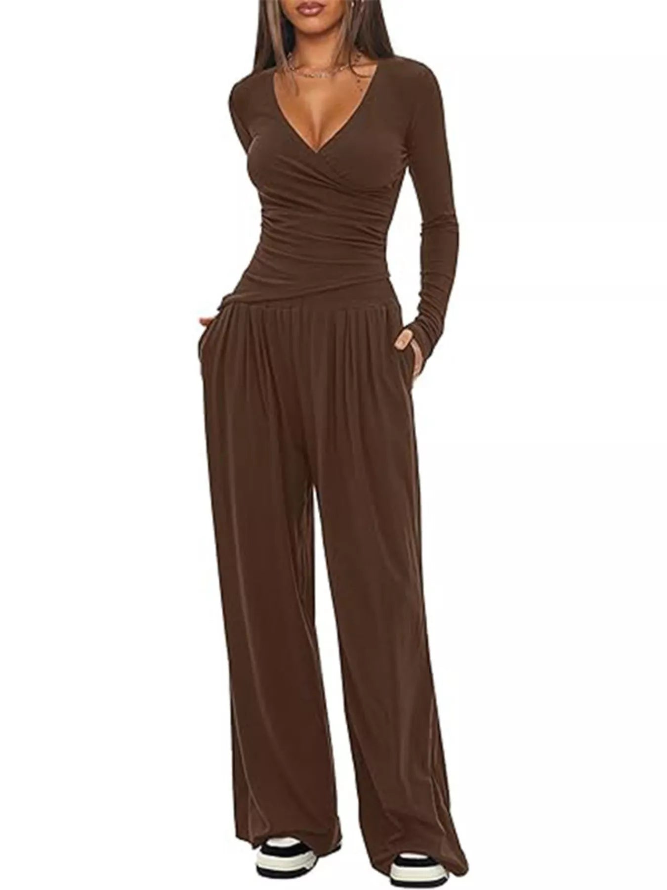 Casual Long Sleeve Top and Pants Two-Piece Set