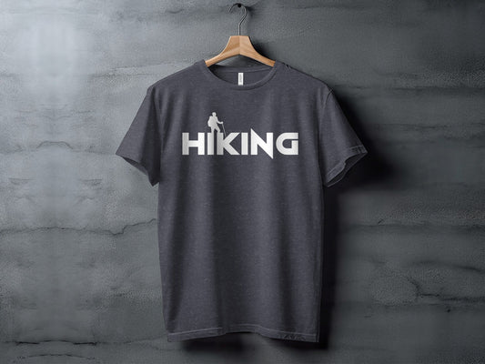 Hiking Above the Word Hiking Design Graphic T-Shirt