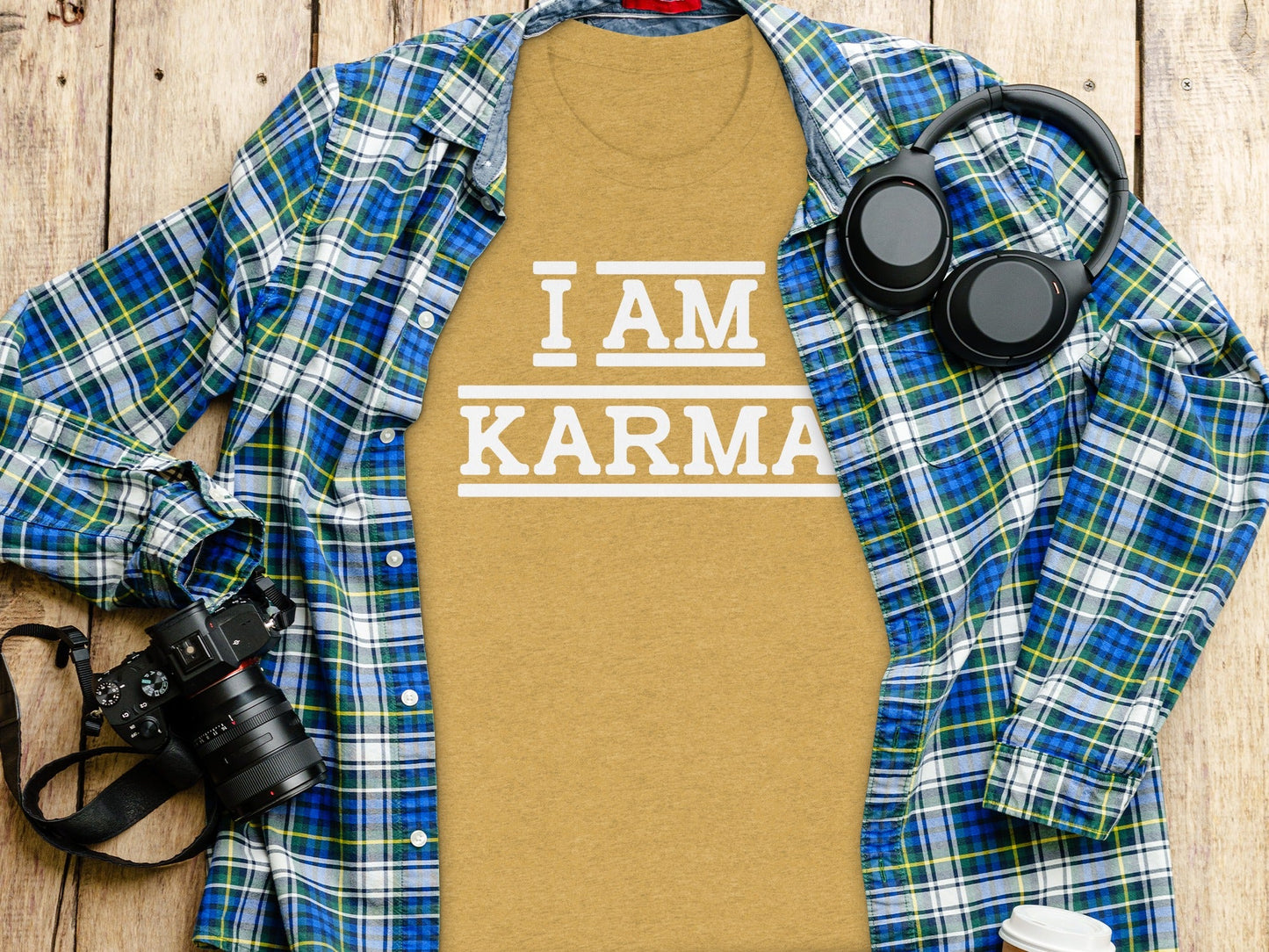 I AM Karma Bold Statement Black and White T-Shirt