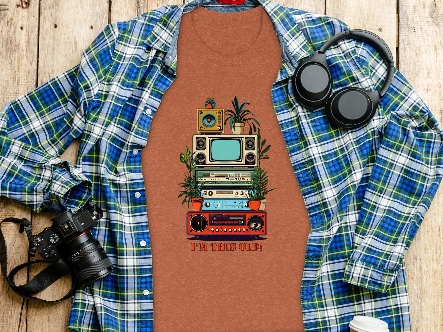 I'm This Old Electronics Tower With Plants Graphic T-Shirt