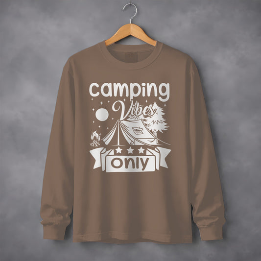 Camping Vibes Stars Only With Tent Graphic Long Sleeve T-Shirt