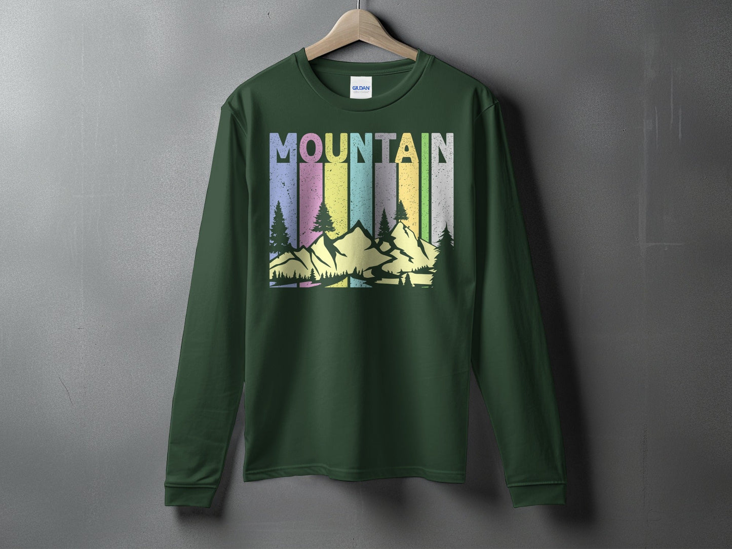 Colorful Mountain Scenery Graphic T-Shirt Long Sleeve T-Shirt
