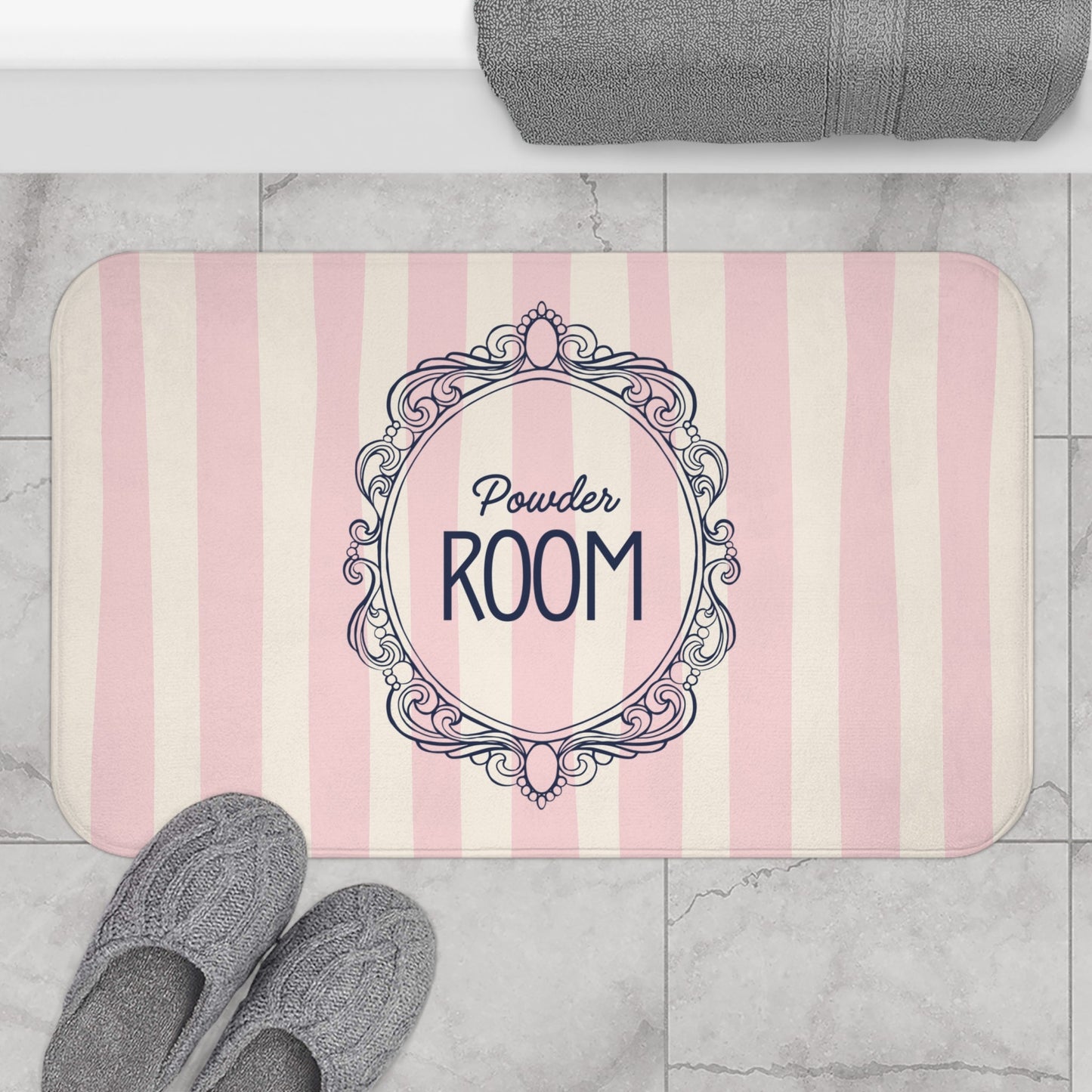 Powder Room Pink Striped Bath Mat | Girly Decor