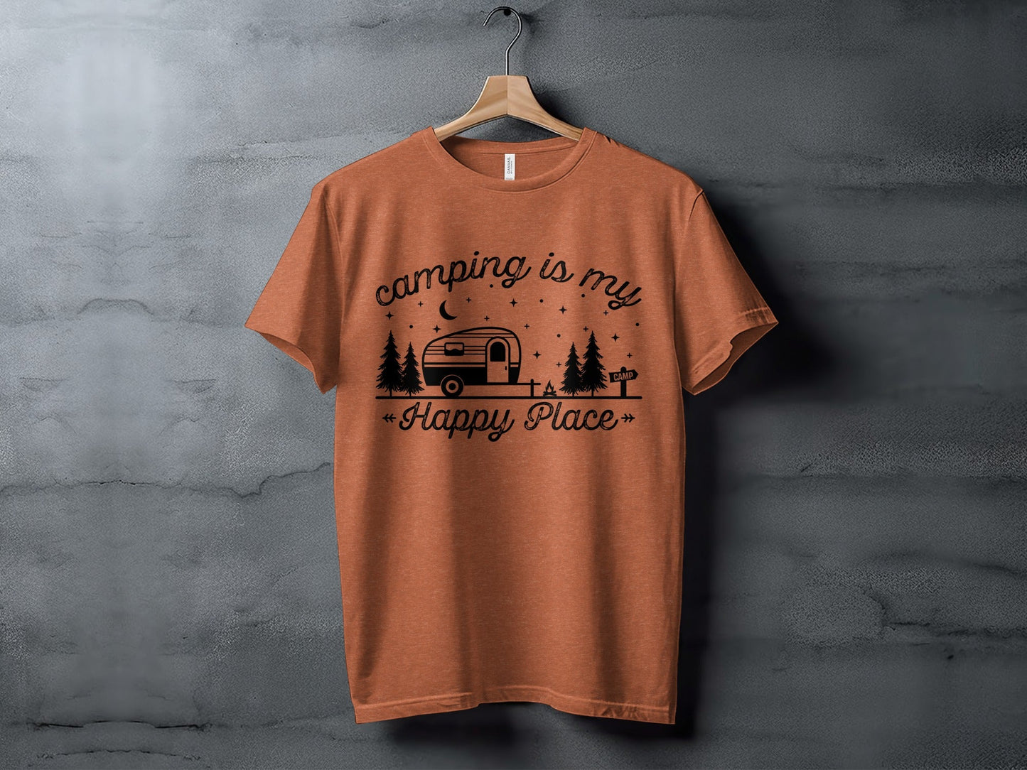 Camping Is My Happy Place Adventure Graphic T-Shirt