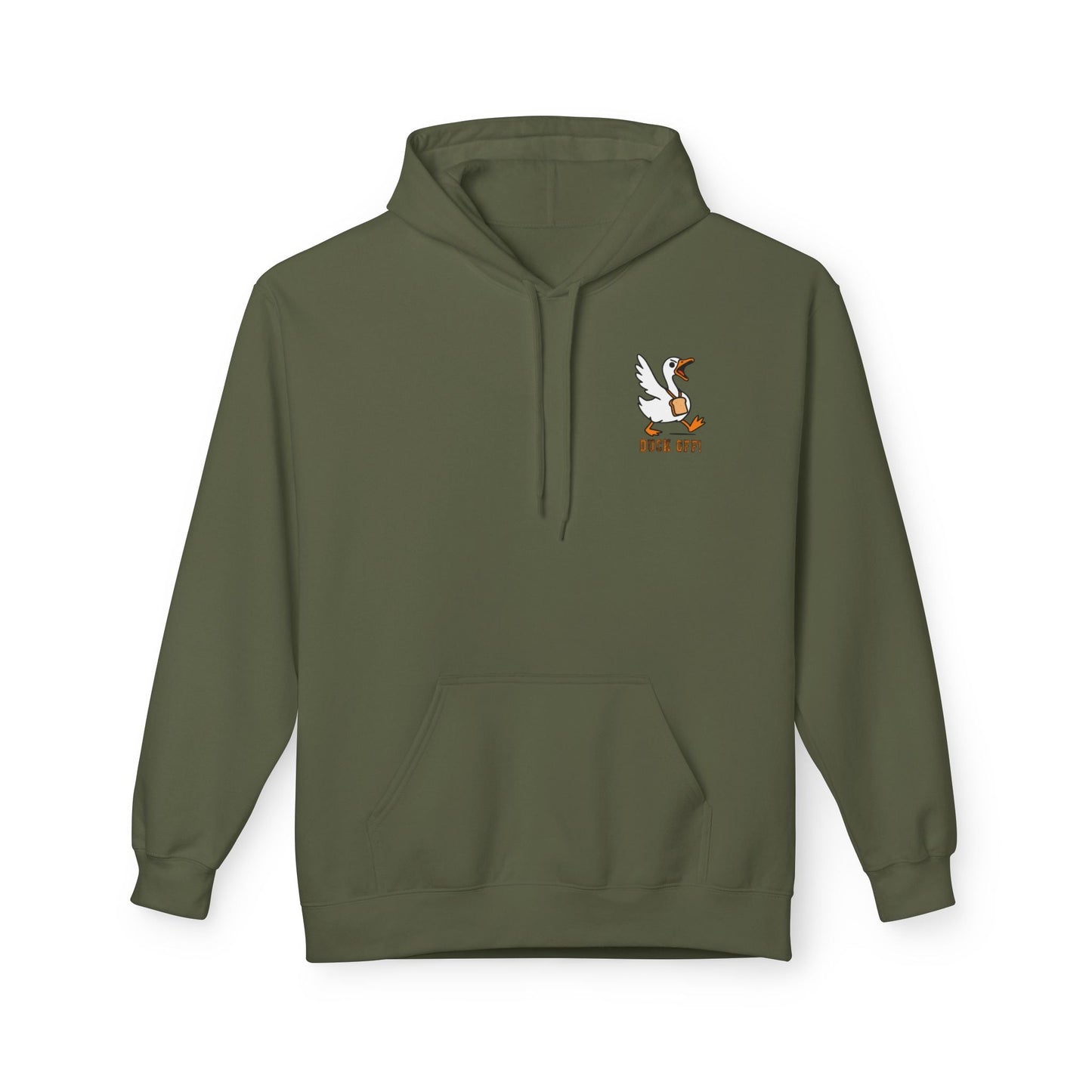 Duck Off Funny Hoodie - Unisex Fleece Pullover for Animal Lovers