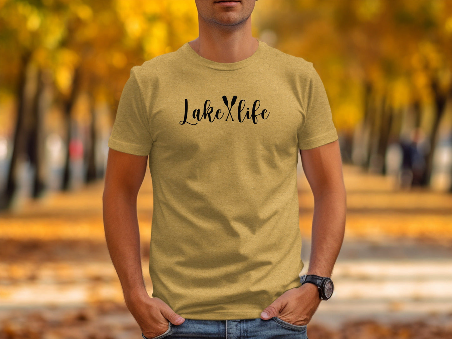 Lake With Crossed Paddles Graphic Design Lake Life T-Shirt