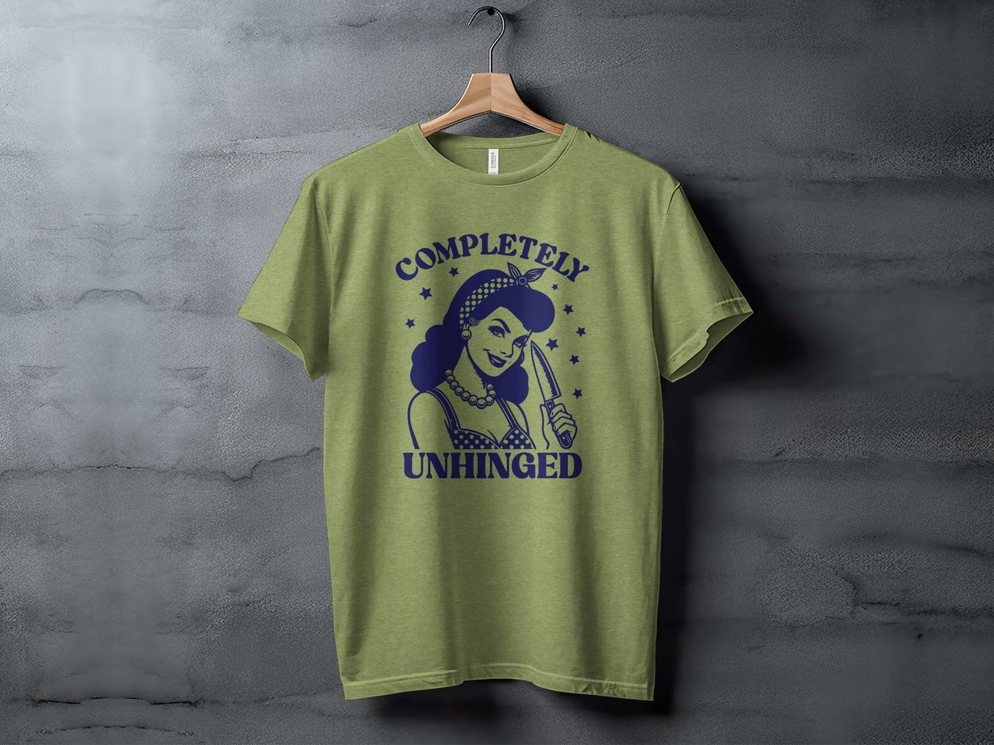 Retro Completely Unhinged Woman Holding Knife T-Shirt
