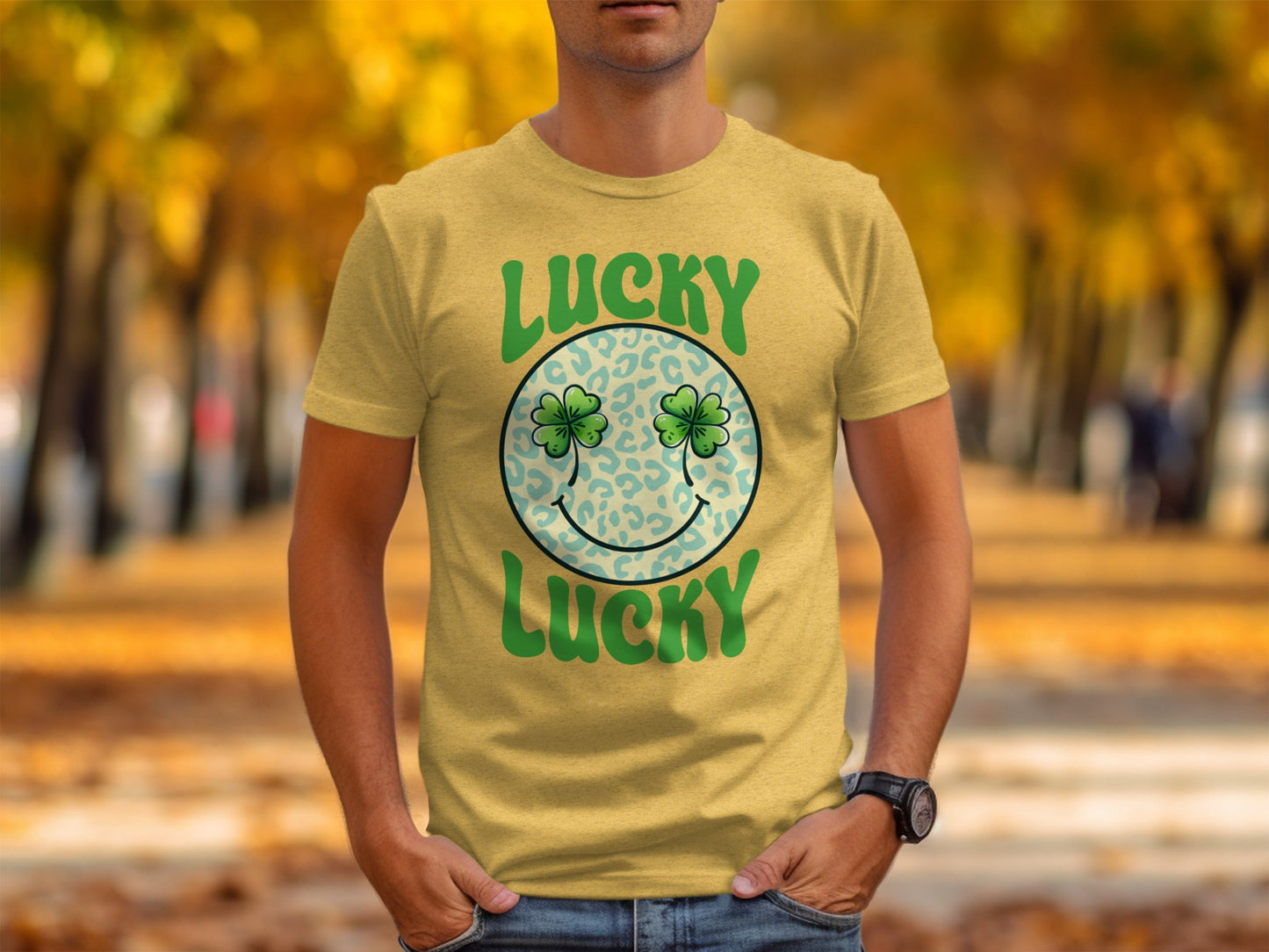 Lucky Clover Smiley Face T-Shirts, Retro St Patricks Day Apparel, Good Luck Outfit, Irish Celebration Shirts, Retro Lucky Tee